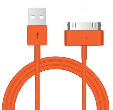 1 x Peak Power 30-Pin USB cavo di ricarica e sincronizzazione 1m - Compatibile con iPod Nano, Touch, Classic, Video, iPhone 3G / 3GS / 4 / 4S & iPad 1/2 / 3 (arancione)