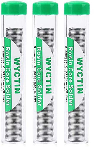 WYCTIN 60-40 Tin Lead Rosin Core Solder Wire for Electrical Soldering and DIY 0.8mm 3PC Tube Pack