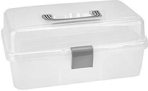 FVLFIL Nähwelt Flach Aufbewahrungsbox Nähbox Kleinigkeitenbox: aus Kunststoff mit Deckel und Klickverschluss, hält Ordnung im Büro, Haushalt und Hobbybereich