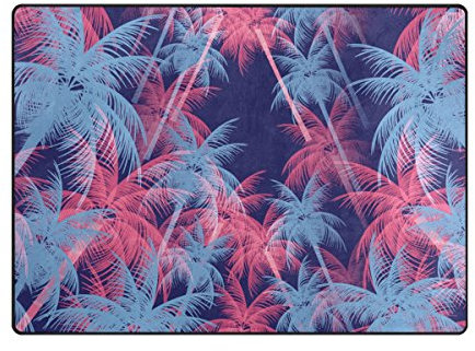 MNSRUU Teppich, 203 x 147 cm, Retro-Design, Tropische Palme, Bedruckt, groß, leicht, rutschfest, für Wohnzimmer/Schlafzimmer