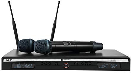 Relacart Doppio RadioMicrofono Senza Fili Wireless UHF 823-832 MHz And 863-865 MHz