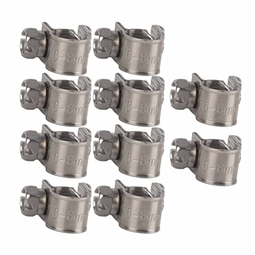 FTVOGUE Lot de 10 Mini Colliers de Serrage en Acier Inoxydable pour Tuyau de Carburant (6-8Mm)