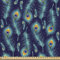 ABAKUHAUS Pfau Gewebe als Meterware, Pfau Vogel Federn, Dicht Gewebter Stoff zum Nähen Polster Wohnaccessoires, 3M (148x300cm), Marineblau Orange und Aqua
