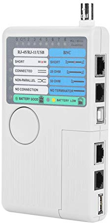 Taidda Rastreador de cable, Probador de cable de red probador de cable de red LAN portátil 4 en 1 Remoto RJ11 RJ45 USB BNC para cables UTP STP con enchufe plano tipo A