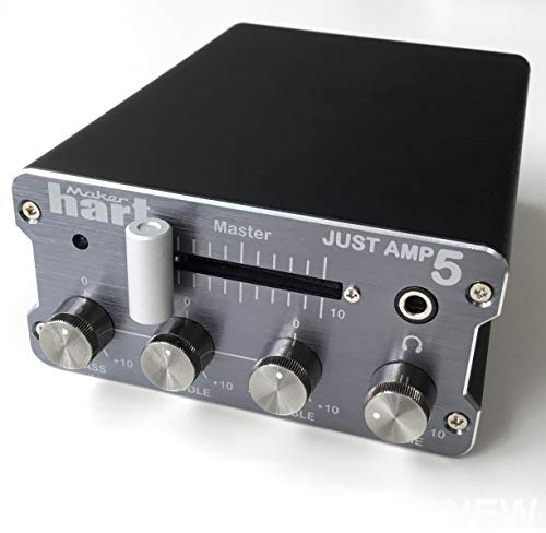 Maker Hart Just Amp 5 - Compact Integrated Amplifier with Phono Preamp, Active 3-Band EQ, Send/ Effect Loop - Microphone Stand Mount