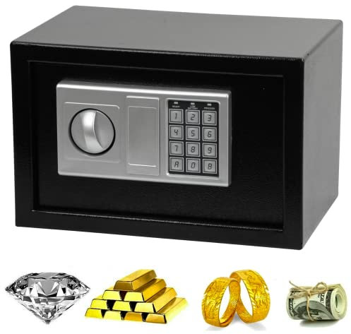 Heavy Duty Steel Digital Electronic Security Safe Home Office Money Safety Box By Crystals® (8.5L Electric Safe_Black)