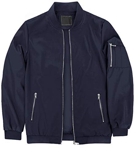 KEFITEVD Men's Sports Jacket Summer Thin Baseball Jackets Spring Outwear Bomber Work Jacket Navy Blue, L