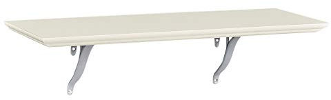 URBNLIVING Large Wooden Shelves with Wall Mounted Brackets Fixings, Distressed Look Design Storage Racks, White (60x20cm)