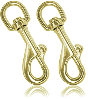 Ganzoo Karabiner-Haken mit Drehgelenk L: 65mm, Bolzen-Karabiner für Hunde-Leine, 2 Stück, Stahl-Karabiner, für Paracord 550 Hundehalsband, Schnapp-Karabiner Drehkopf, Zinklegierung, Farbe Gold