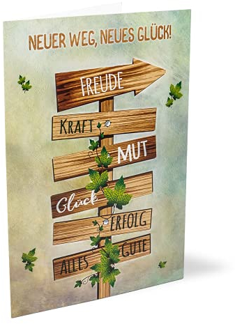 KE - Abschiedskarte XXL mit Umschlag, Ideal für Arbeitskollegen - Auf Wiedersehen Karte, DIN A4 Format - Hochwertige Klappkarte zum Abschied - Motiv: Freude