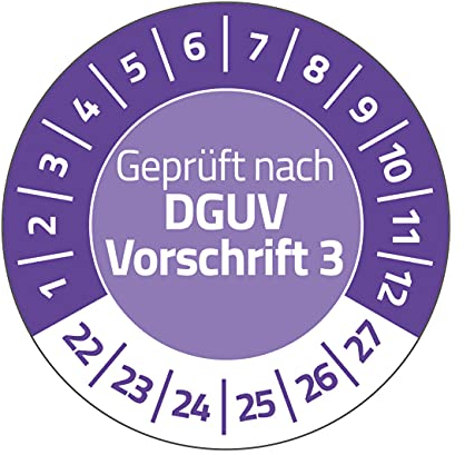 AVERY Zweckform 80 Prüfplaketten 2022-2027 nach DGUV Vorschrift 3 (widerstandsfähig, selbstklebend, Ø 30 mm, Prüfaufkleber, beschriftbare Prüfsiegel aus Vinyl-Klebefolie ) Art. 6976-2022, violett