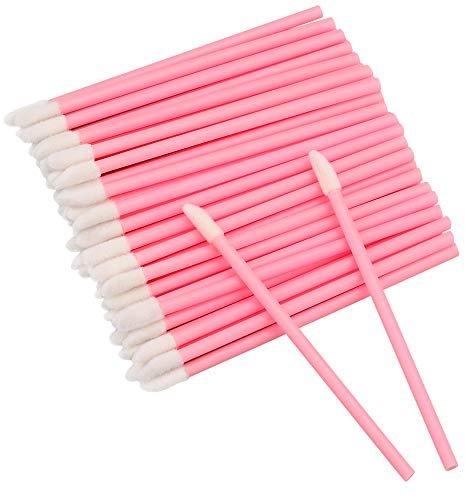 G2PLUS 100 Stück Lippenpinsel Make Up Lippenstift Pinsel Einweg Lip Gloss Pinsel Lippenstift Schminkpinsel für Perfekt Lippen Makeup (Rosa)