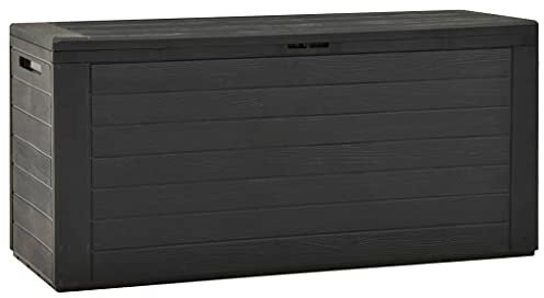 vidaXL Garden Storage Box Anthracite - Large 290 L Outdoor Patio Cushion/Toy Deck Chest, Polypropylene, Lockable, 116x44x55cm