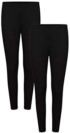 Daisy Dreamer Womens Thermal Pants Long Janes Ladies Warm Winter Baselayer Bottoms Thermals, Pack of 2, Black UK 22-24
