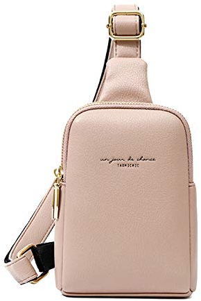 FANDARE Donna Zaino Monospalla Pelle Borse a Spalla Ragazze Impermeabile Sling Bag Borsa a Tracolla Sport All'aperto Trekking Zaini Spalla Rosa