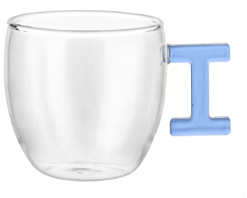 KASANOVA Tazzina caffè lettera I azzurra in vetro borosilicato, 150 ml azzurro