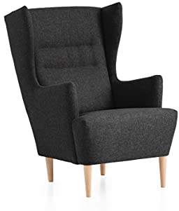 Traumnacht Ohrensessel Lukas, bequemer und moderner Relaxsessel, Polstersessel für Wohnzimmer und Esszimmer, produziert nach deutschem Qualitätsstandard, anthrazit
