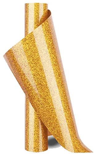 SBY Hojas de vinilo termoadhesivas con purpurina para transferencia térmica película textil, 30 cm x 100 cm siluetas retratos bolsa ropa DIY (oro)