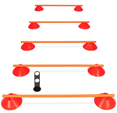 SPORTIKEL24 Cavaletti Mini-Hürden 5er Set – Mulden Rot & Stangen Orange – sichere Trainingshürden für Hunde – Agility & Koordination