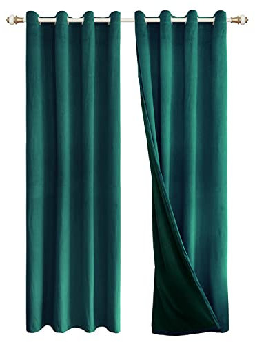 Yoosing Vorhänge - Verdunklung Ösenvorhang, Blickdicht Thermo Schalldämmend, für Schlafzimmer Kinderzimmer Wohnzimmer - Dunkelgrün 220 x 173cm(1件)