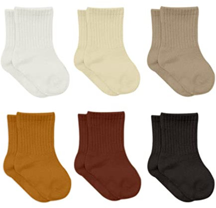 Cotone 6 Paia di Calzini per Neonati da 0 a 6 Mesi a 3 Anni | Stopper Senza Cuciture | per Bambini Ragazzi Ragazze, Marrone, 2-3 Anni