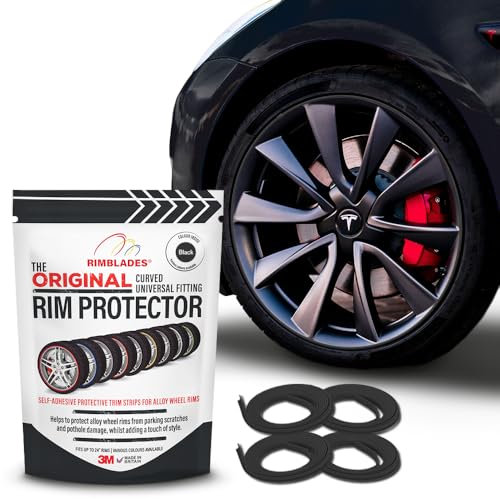 Rimblades Original Black Alloy Wheel Protectors - Fits Up to 24” x 4 Wheels | 9 Colour Options | Easy DIY Fit | Protects Against Kerb Rash | Car Exterior Accessory