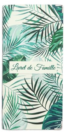 Nemau - Étui Livret de Famille - Protège-Livret Officiel en Gomme Expansée - Format Mairie - Fabriqué en France - Souple, Imperméable, Élégant - Modèle Tropical Vert