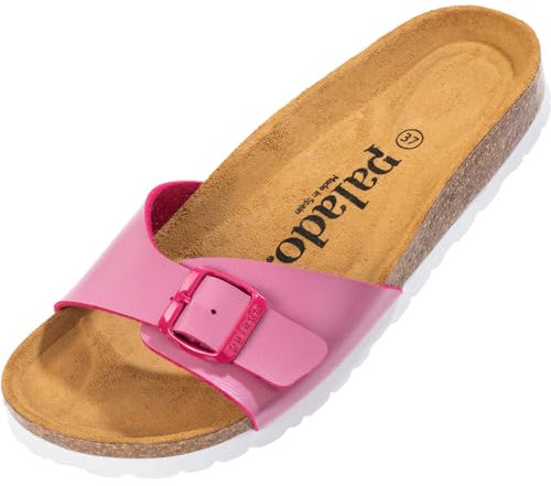 Palado Pantoletten Damen Malta Matt – gefertigt in Spanien – Veloursleder-Decksohle – matte Oberfläche – Weichfußbett für besten Komfort Pink UK5,5 - EU38