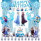 Dekewe 94 Stück ELSA Geburtstag Deko, Partygeschirr Set Kindergeburtstag Deko Enthält Teller Becher Servietten Tischdecke Cake Topper Luftballons Banner,Party Geschirrset für 10 Personen, Blau