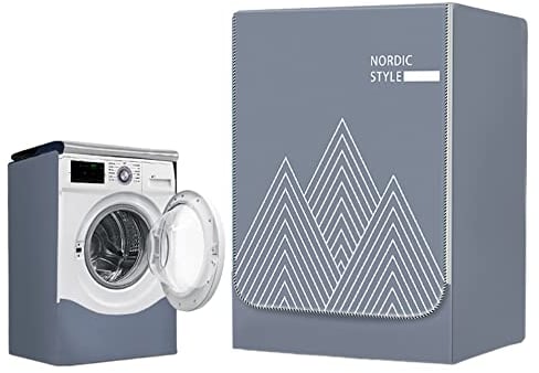 Highdi Washing Machine Cover Waterproof- Washing Machine Covers Indoor with Zipper Sunscreen & Dustproof Washer Protection for Front Load Outdoor Washer and Dryers (L capacity ~ 12KG,Grey)