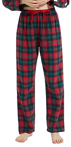 kolipajam Pantalon de pyjama pour femme en 100 % flanelle de coton teinté en fil teinté à carreaux, avec poches, cordon de serrage à la taille, pantalon de loungewear, motif à carreaux bleu foncé pour