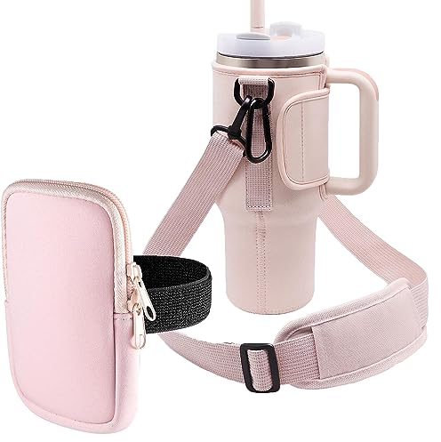 Wasserflaschentasche und Wasserflaschenhalter mit Riemen, verstellbare Schulter-Handschlaufe, abnehmbare Bauchtasche, Wasserflaschenzubehör für Stanley Quencher H2.0 Flowstate Tumbler, 850 ml, 1,2 l,