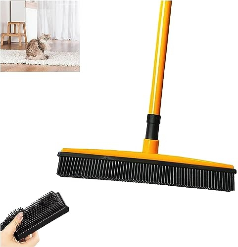 Indigo Pet Hair Remover Broom, Indigo Pet Rubber Broom Pet Hair Remover, Multifunctional Magic Broom for Pets, Heavy Duty Pet Hair Remover,Multi-Surface Hair Remover for Carpets,Mats (Yellow)