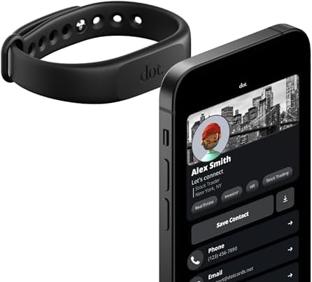 dot. Band – Digitales Visitenkarten-Armband – Tippen zum Teilen von NFC – iPhone & Android (schwarz)