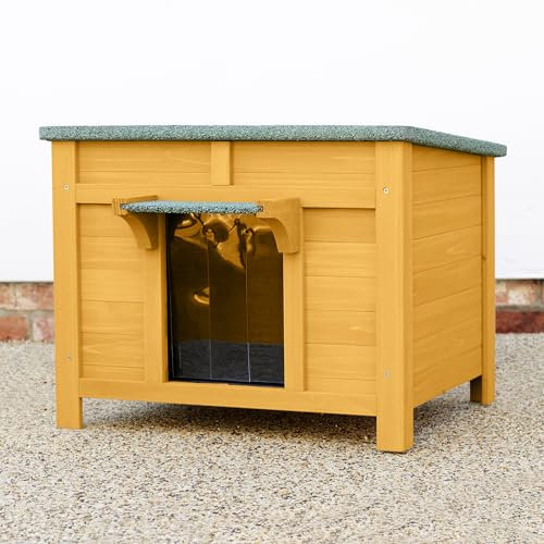 FeelGoodUK - Grande casetta in legno per gatti, conigli, porcellini d'India, tartaruga, anatre, 60 x 50 x 47 h (larghezza x profondità x altezza), in legno (naturale, grande)