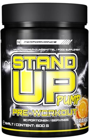 Natural-Fitness24 Standup Pump Booster 600g - Orange | Koffeinfrei | Pre-Workout Pulver mit Arginin, Citrullin, Glycerol | 30 Portionen | Vegan