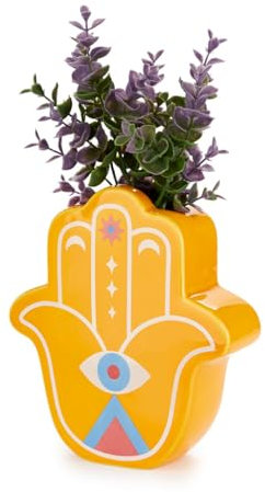 Balvi Blumenvase Lucky Hand Farbe Gelb Die Hand als glückbringendes Symbol Keramik 21 cm