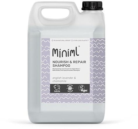 Miniml Natural Eco Hair Shampoo - Nourish and Repair – 5L Refill Lavender and Chamomile - For Dry, Damaged Hair with Pro-Vitamin B5 - Sulphate & Paraben Free, Vegan & Cruelty Free