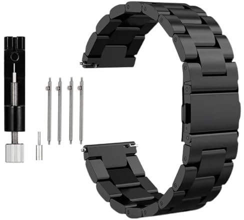 Triblanc Metall Armband Edelstahl Schnellspanner Uhrenarmband 18mm 20mm 22mm Geeignet für Damen Herren (20MM, Schwarz)