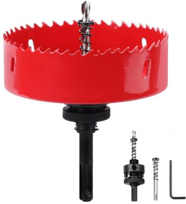4 inch / 102mm Hole Saw with 1 pc SDS Plus Arbor and 1 pc Hex Shank Arbor, HSS Bi-Metal Hole Drilling Cutter for Wood Boards Plastic and Thin Metal (4 inch / 102mm)
