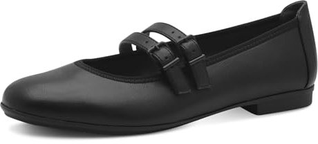 Jana Damen Ballerinas mit Riemen Vegan, Schwarz (Black), 39 EU