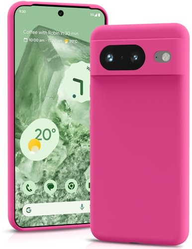 YATWIN Coque pour Google Pixel 8, Housse en Silicone Doux avec Découpes Précises pour Caméra, Design Ultra Mince, Protection 360° à Bords Surélevés - Magenta