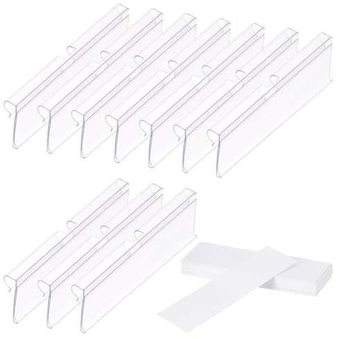 PATIKIL 50 Pcs Wire Shelf Label Holder, Plastic Storage Bins Clip Merchandise Sign Display Holder Label Holders for Market, Retail Shop, and Pantry(1.1x3.15 inch)