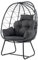 GYMAX Rattansessel, Korbsessel mit abnehmbarem Kissen & Metallgestell, Loungesessel bis 150kg belastbar, Gartensessel, Relaxsessel für Schlafzimmer, Balkon & Hof, 100 x 76 x 145 cm (Grau)