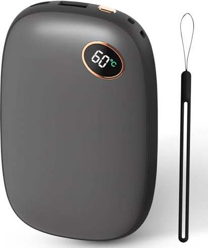 AKOFIC Rechargeable Hand Warmers — 8000mAh Electric Hand Warmer, Heater Power Bank with 12hrs Warmth, Double-Sided Fast Heating USB Pocket Warmers for Outdoor Sports, Camping, Warm Gifts (Black)