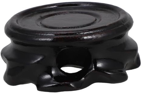 PRETYZOOM Présentoir De Meubles Présentoir à Bonsaï Pied De Vase Oriental Support De Vase Chinois Base De Bonsaï Support De Plantes Succulentes Socle Lotus Présentoir Noir Black Bois