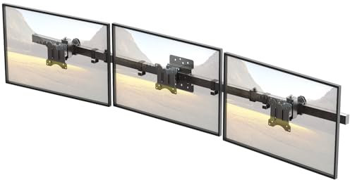 Soporte de Pared para 3 monitores, Compatible con Pantallas de 17 a 32 Pulgadas, inclinable y Giratorio, VESA 75x75/100x100mm, máx. 7 kg por Pantalla, Negro