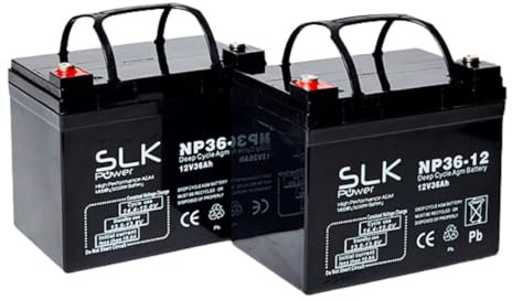 SLK Power Mobility Scooter AGM Battery Pair of 2 x 12v 36ah Reliable And long Lasting Replacement Batteries For Electric Scooters And Wheelchairs