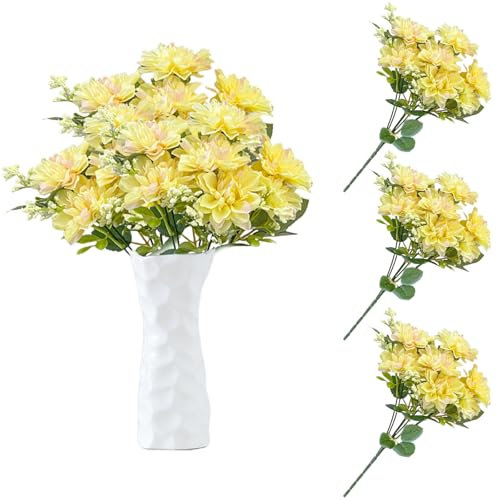 astylishome Faux Flowers that Look Real for a Tall Vase Yellow Lotus Flower Plants Fake Artificial Flowers to Friends Family and Lover Cute Decor Gift for Home Decorations Office Desk 4109