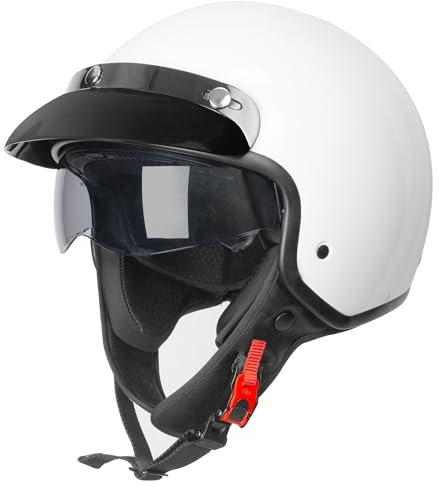 Zorax ZOR-605 White L (59-60cm) Scooter Motorcycle Motorbike Open Face Crash Jet Helmet with Sun Visor ECE2206